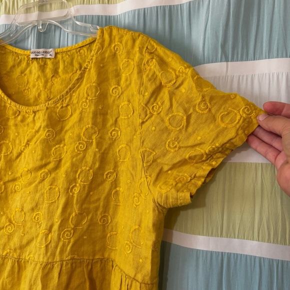 Terzo Millennio Yellow Linen Dress Boho Lagenlook Sz XL - Picture 3 of 9